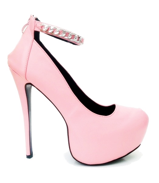 Baby pink high heel shoes size 10 ankle chain